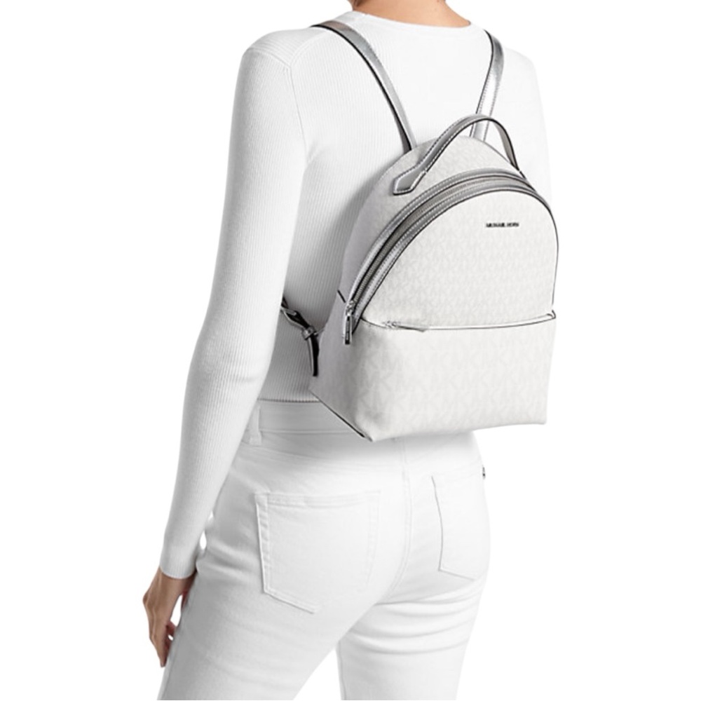 Michael Kors White Monogram Backpack Dome-Shaped Design NWT ( No Box ) Sheila - Picture 3 of 17